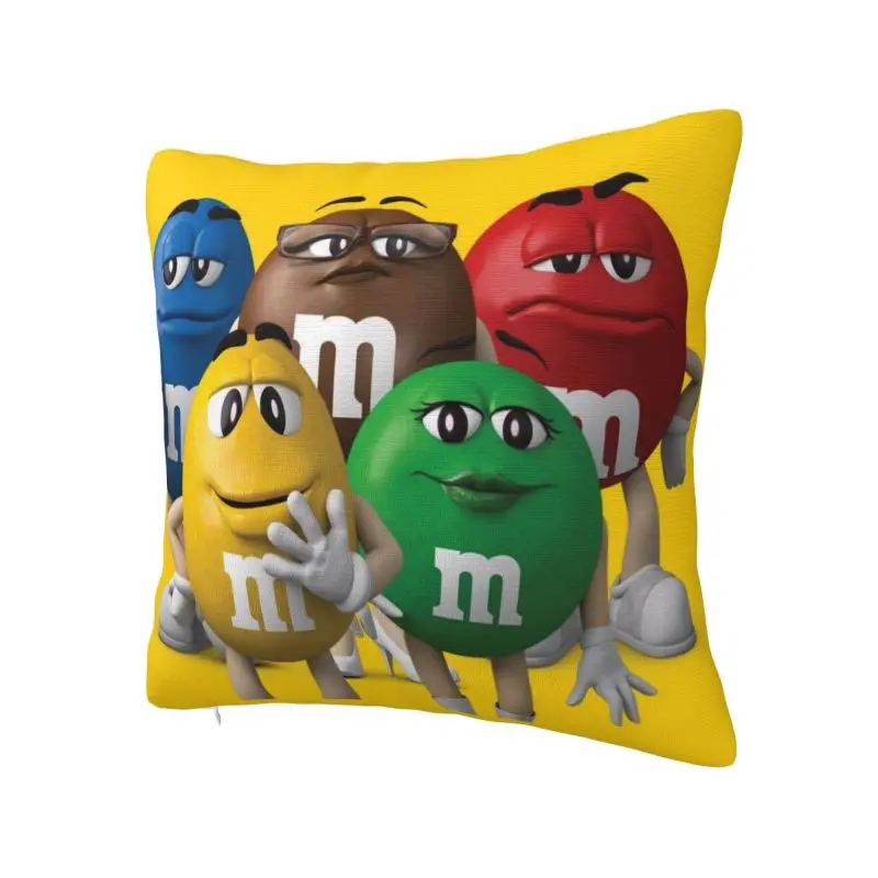 Fashion M&M\'s Chocolate Candy Meme Cushion Covers 40x40cm Soft Pillow for Car Square Pillowcase Living Room Decoration