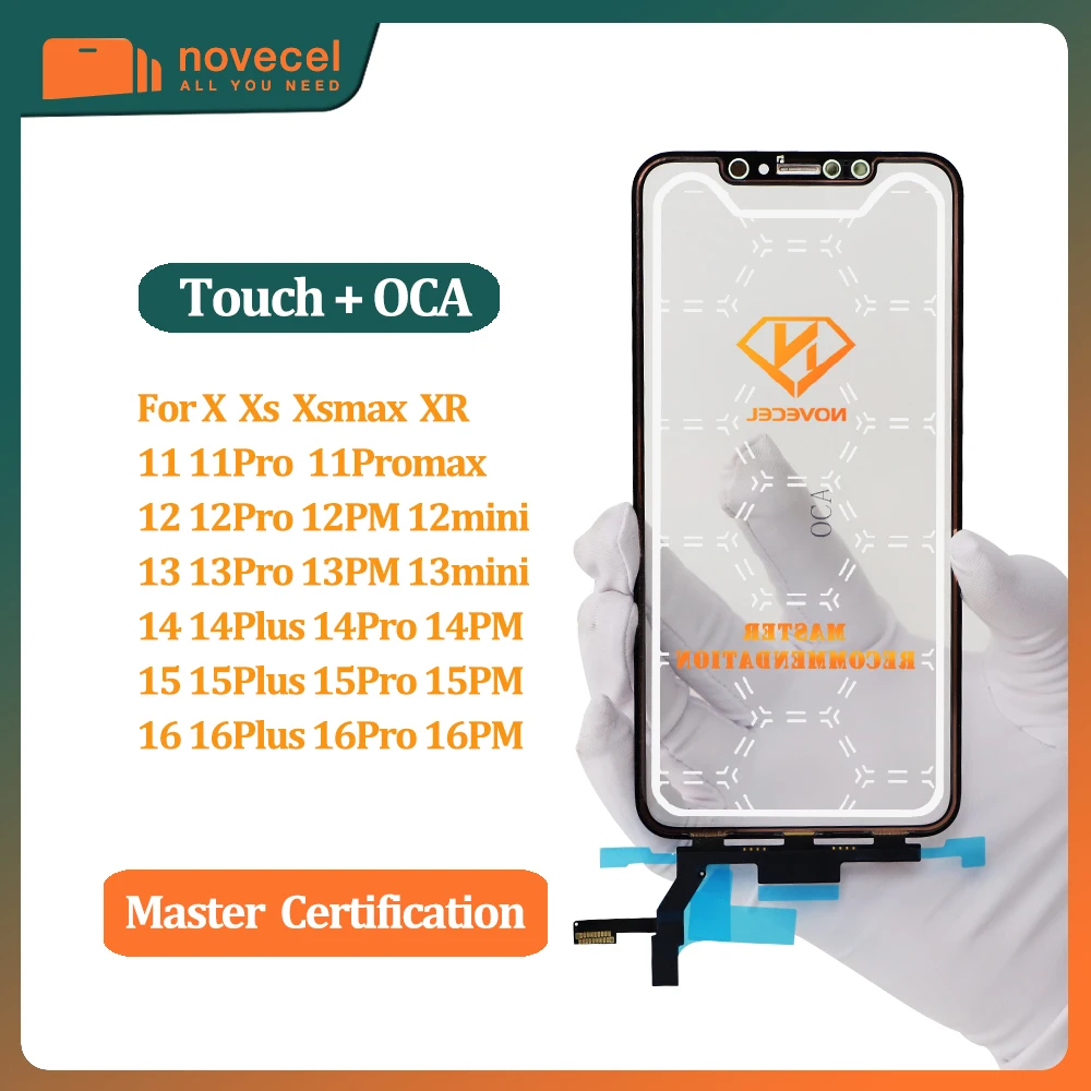 

5 шт., 100% качество OEM, сенсорное стекло с сенсорным преобразователем и OCA для iPhone 1514 13 12 11 Pro Max, ремонт передней стеклянной панели дигитайзера
