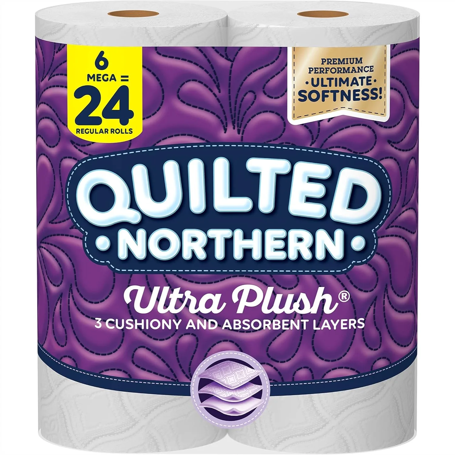 

Ультрамягкая трехслойная туалетная бумага, 6 мегарулонов (эквивалент 24 обычным рулонам), плюшевая бумага для комфортного использования.