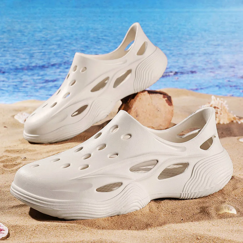 Sandalias de verano con agujeros para hombre, chanclas cómodas y suaves de EVA, zapatos de playa, calzado de jardín, calzado para exteriores