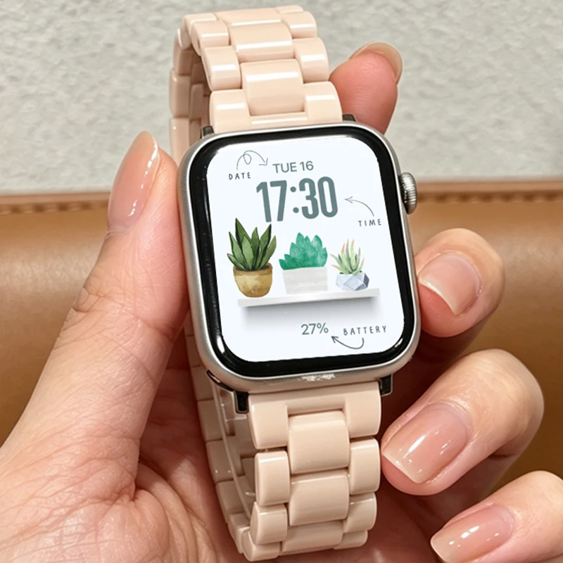 Bonbonfarbenes Harzarmband für Apple Watch 49 45mm 44mm 42 41 40mm 38mm Magnetisches Band für iWatch Series 11 10 9 8 7 Se 6 5 Ultra