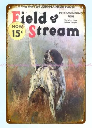 wall art designs bedroom 1937 Field Stream hunting dog metal tin sign