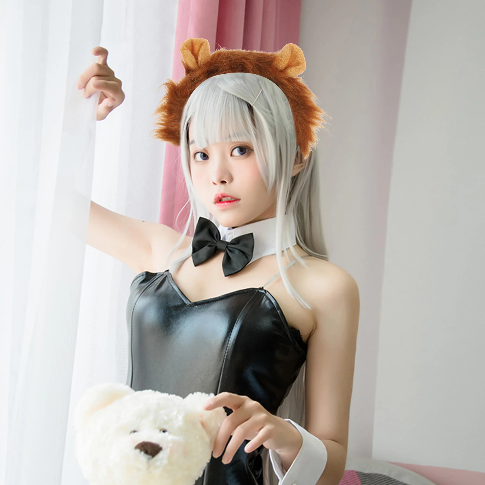 Hoofdbanden Leeuwenset met oororen Volwassen haarstaart voor kinderen Halloween-kostuum Lichtbruin Peuteraccessoires Leeuwen Kind