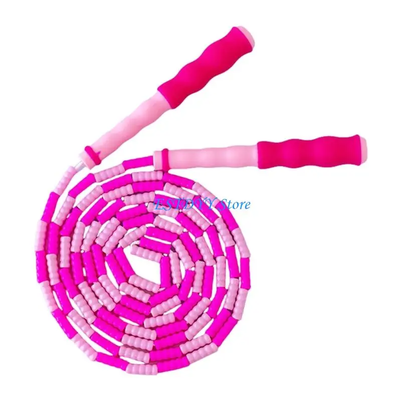 G6DE Kids Jump Rope Adjustable Length Jumping Rope Soft Beaded Skipping Rope for Children Girls Boys