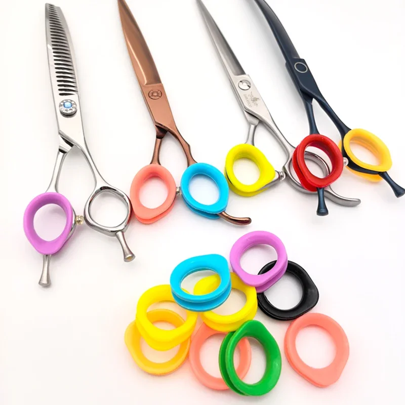 Soft silicone ring, pet scissors accessory, finger protection , 60 pieces mixed color , anti-slip soft and comfortable