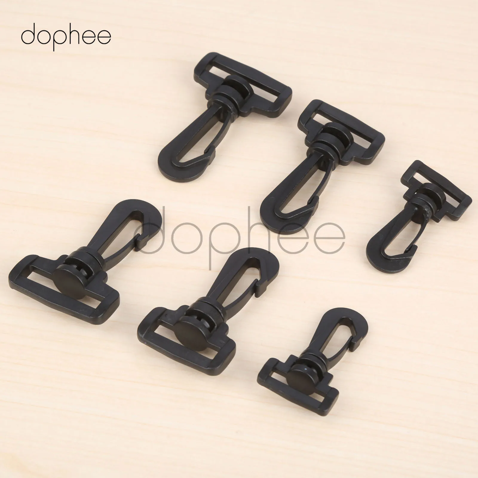 dophee 10pcs Plastic Swivel Snap Hook For Weave Paracord Lanyard Buckles Backpack Straps Webbing 20mm 25mm 32mm Black