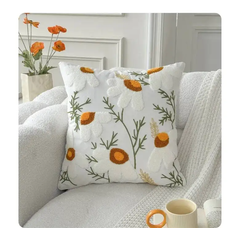 Moderne Kissenbezüge mit Blumenstickerei, niedliches Design, Boho-Ästhetik, dekorative Kissenhülle für Sofa, Bett, Stuhl, Heimdekoration – Detail 18