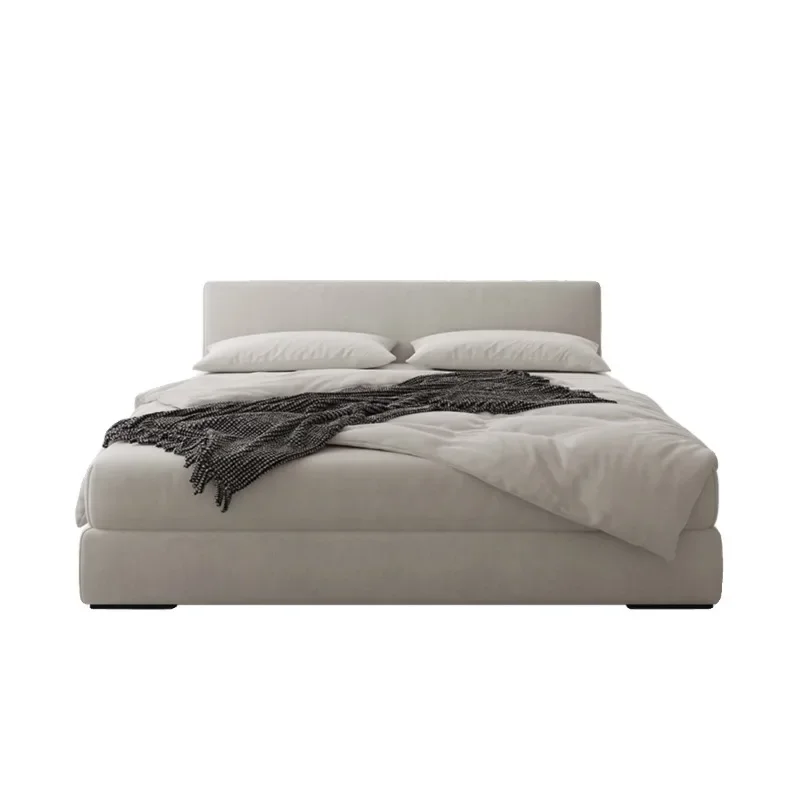 

Wabi Stillwind minimalist fabric bed Small apartment flush edge soft bag Cream wind double bed 1.8 meters straight bedside
