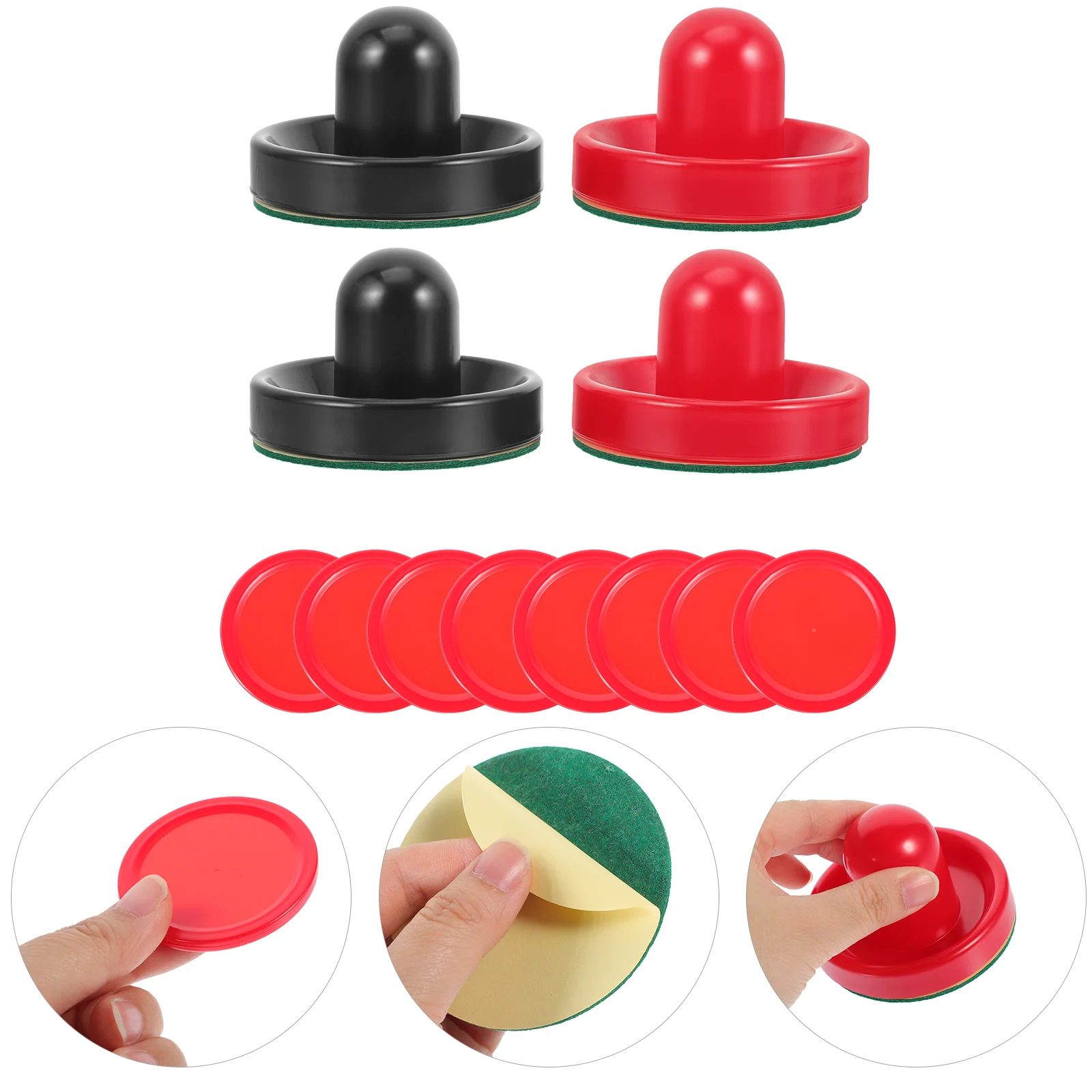 16 PCS Air Hockey Paddles Pushers Set Ergonomical Design Replacement Strikers Sliders Perfect Fit Standard Tables