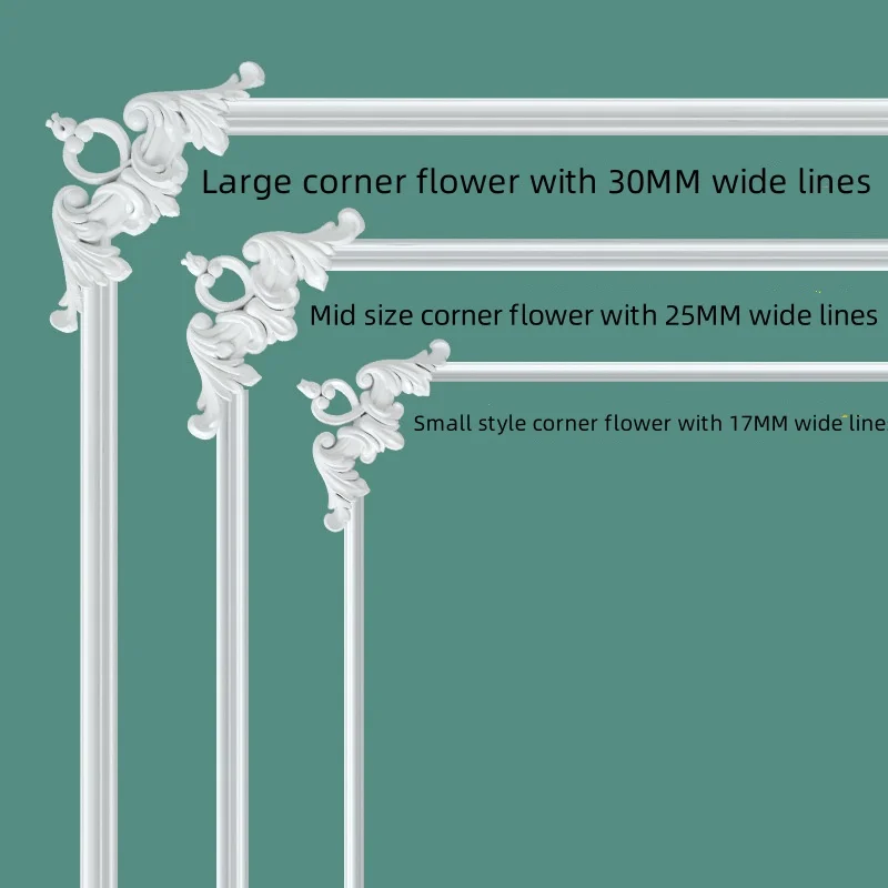 4PCS French Style Corner Flower Wall Decoration Living Room Background Wall Border Imitation Gypsum Ceiling Decal Wall Decor