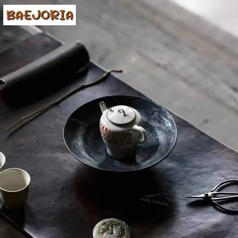 Handmade Lacquer Art Ceramic Pot Bearing Holder Gilded Silver Dry Soaking Platform Chinese Tea Ceremony Accessories Collection