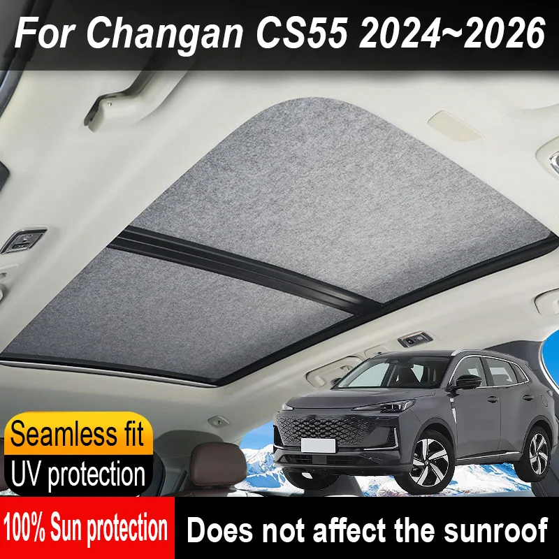 

Car Sunroof Insulation Roof Visor For Changan CS55 2024~2026 Sun Protectio Anti-UV Electrostatic Adsorption Sky Curtain Sunshade