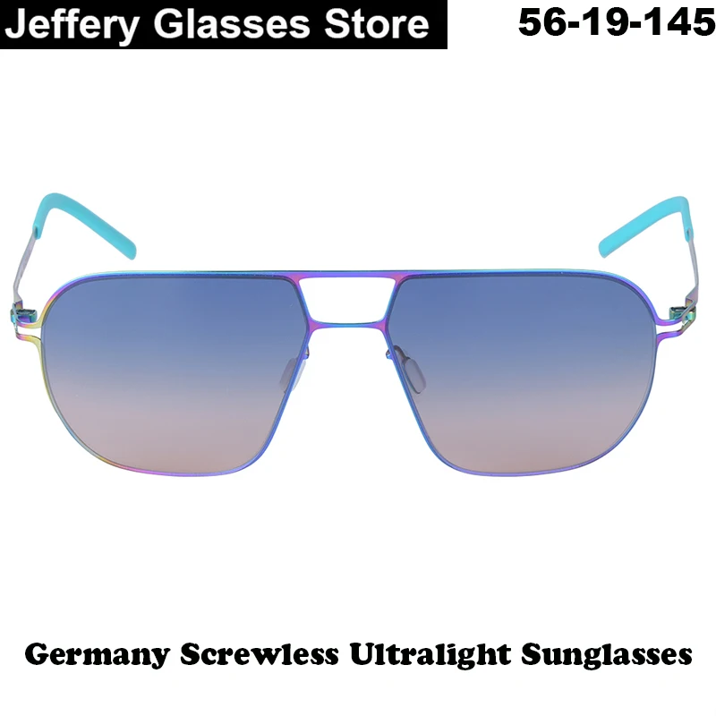 2024 Germany Men Square Screwless Sunglasses Fashion Ultralight Oversize Sun Glasses Brand Design Polarized Eyeglasses Spectacle