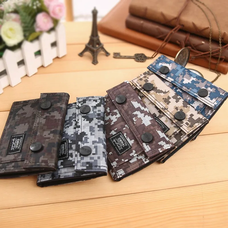 Casual Camouflage Folding Wallet Portable Short Change Purse ID Card Cash Coin Purse 2024 Simple Style Men's Small Clutch