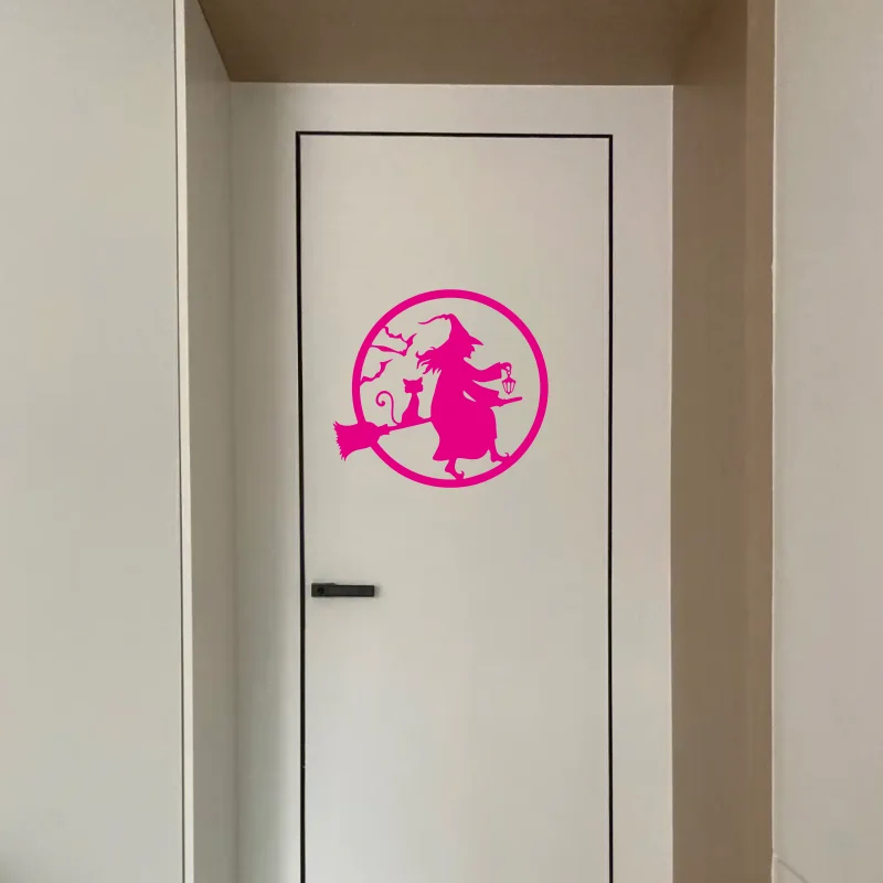 Witch Evil wall sticker Happy Decoration Halloween Door Witch Door Home glass window decal  $310