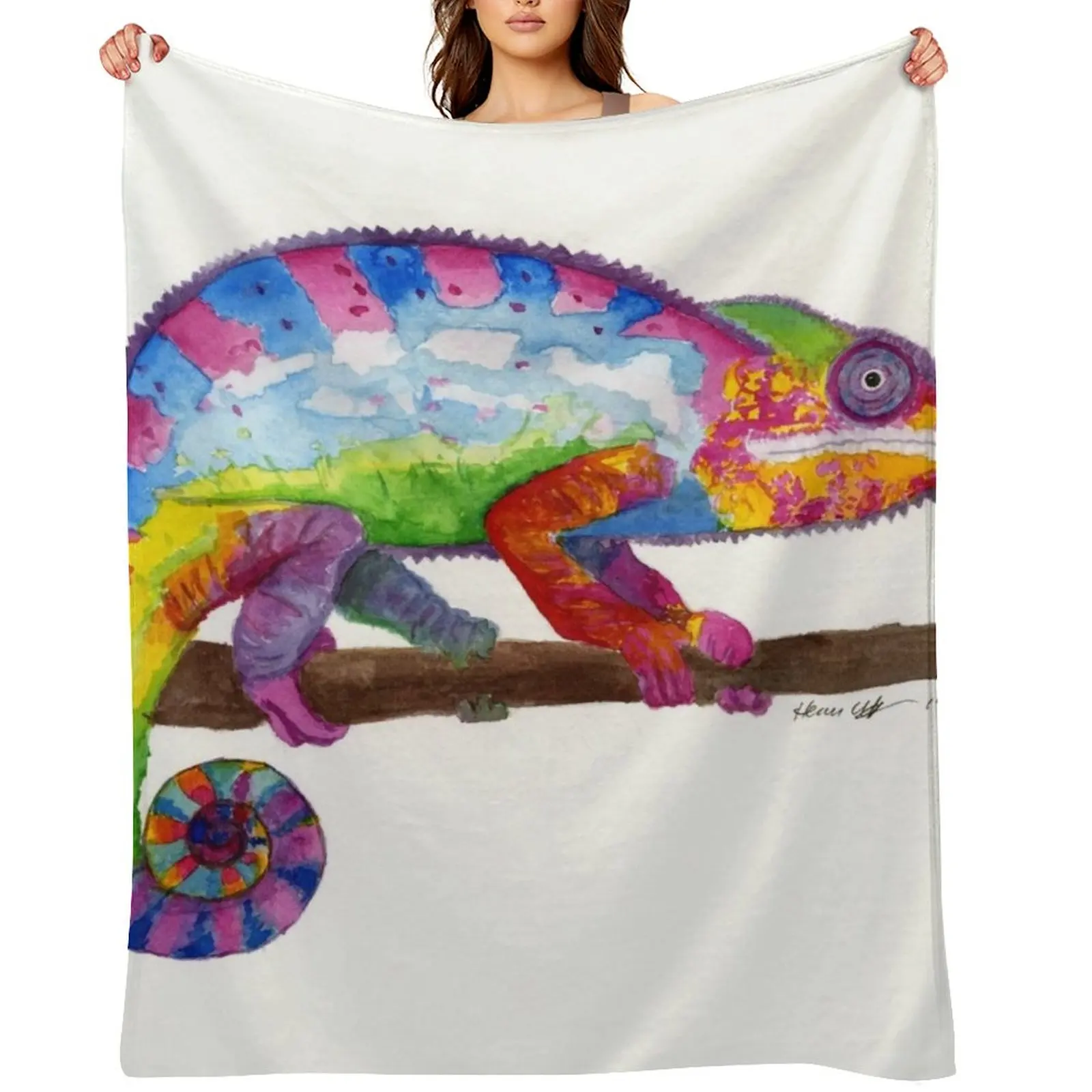 

Sunset Chameleon Throw Blanket Nap Soft Plaid wednesday christmas gifts Blankets