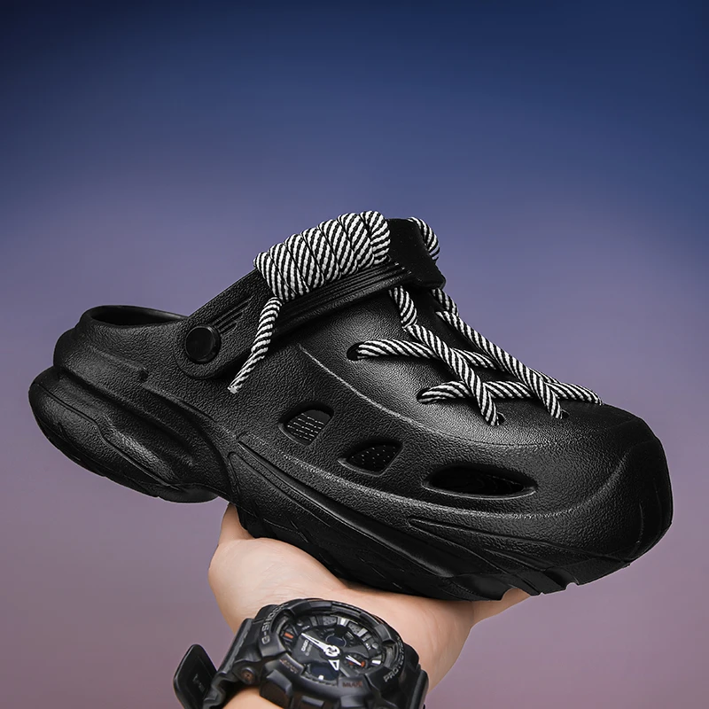 

Men's Breathable Slip-On Water Shoes 2025 Fashion Outdoor Sandals for Summer Beach Hollow-Out EVA Thick Bottom Couples Slippers