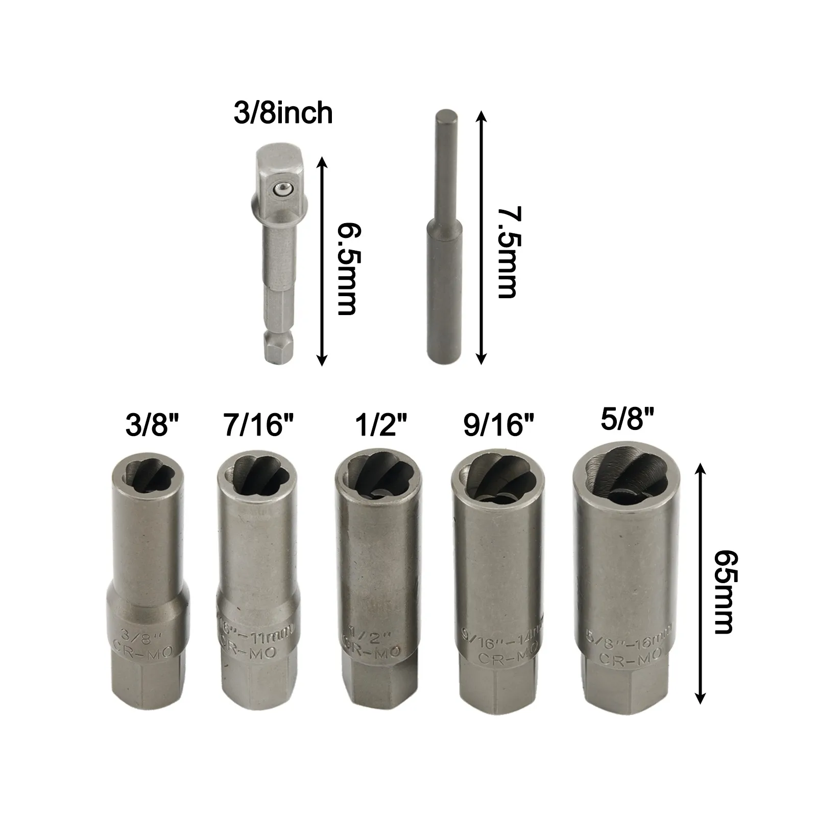 3 8-5 8 Inch Wrench 10mm 3 8 Socket Wrench Set Steel Positive Grip Reverse Type Thread Spiral Cut Teeth 3 8-5 8