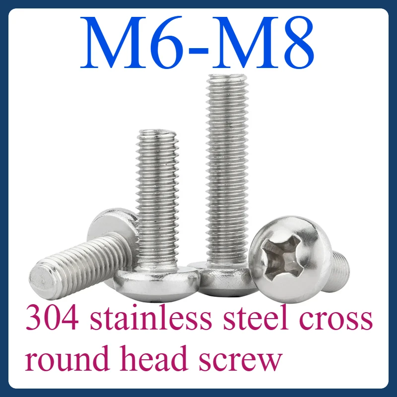 

M6 M8 M10 304 stainless steel cross round head screw 2-20pc