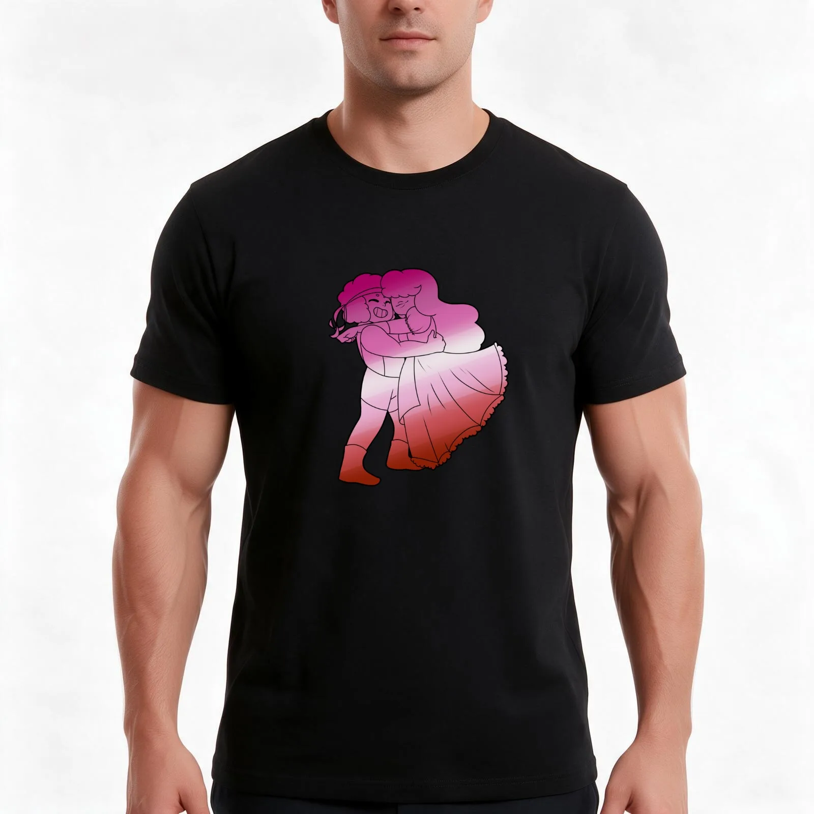 Ruby and Sapphire - Lesbian Flag T-Shirt, Summer Casual Cotton Tee, Oversized Streetwear Tops, Vintage Graphic Print