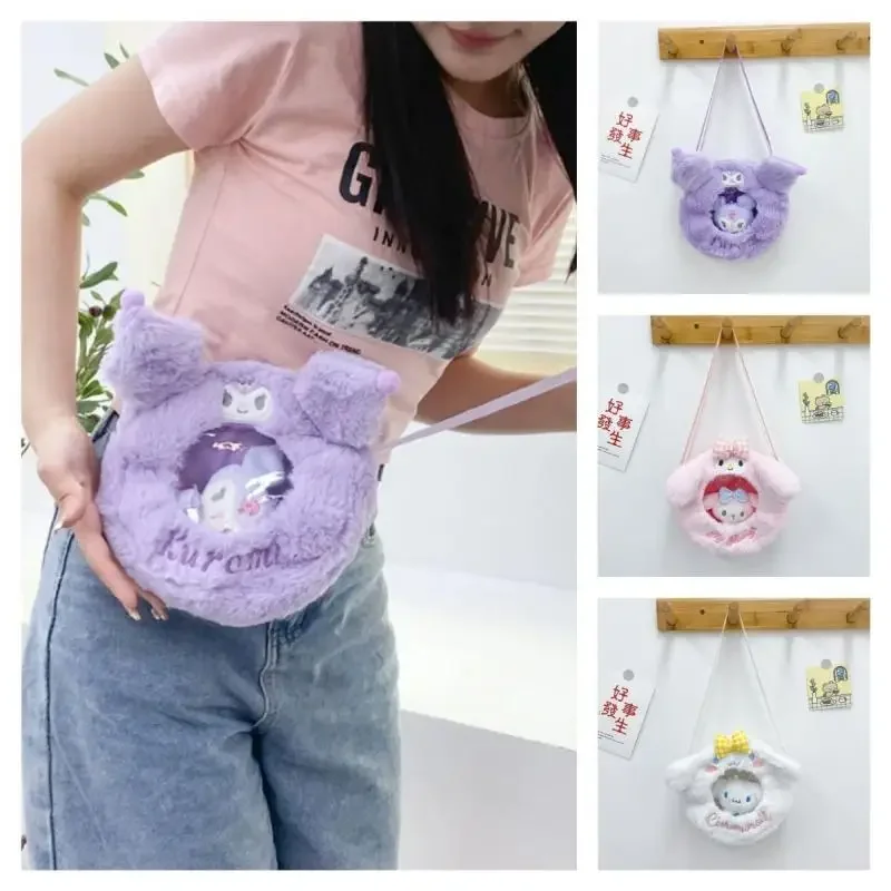 Bolso de elemento cuadrático de ocio para estudiantes, bonito nuevo estilo, bolso cruzado bordado Sanrio, monedero para chica, Kawaii Hello Kitty