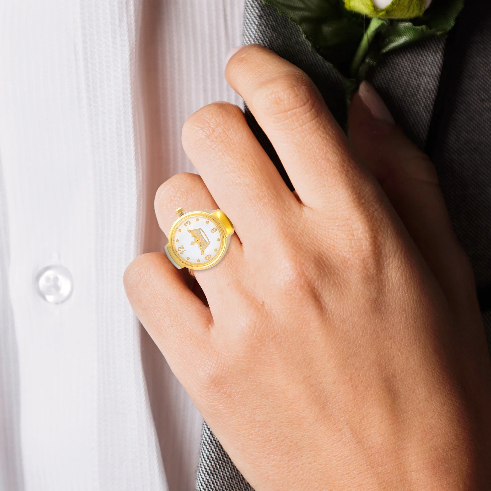 2-delige ringhorloges Vintage klokringen voor heren Dames Vingerhorloge Quartz uurwerk Ontwerp Arabische cijfers Dagelijks feest