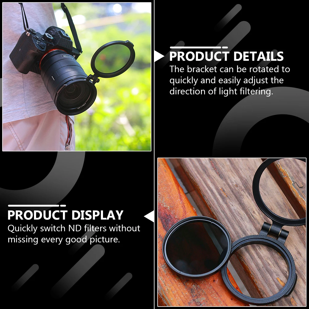 

58mm Nd Filter Ring Quick Release Bracket Camera Accessory Aluminum Alloy Durable Lens Mount Clip Adjustable for Photography