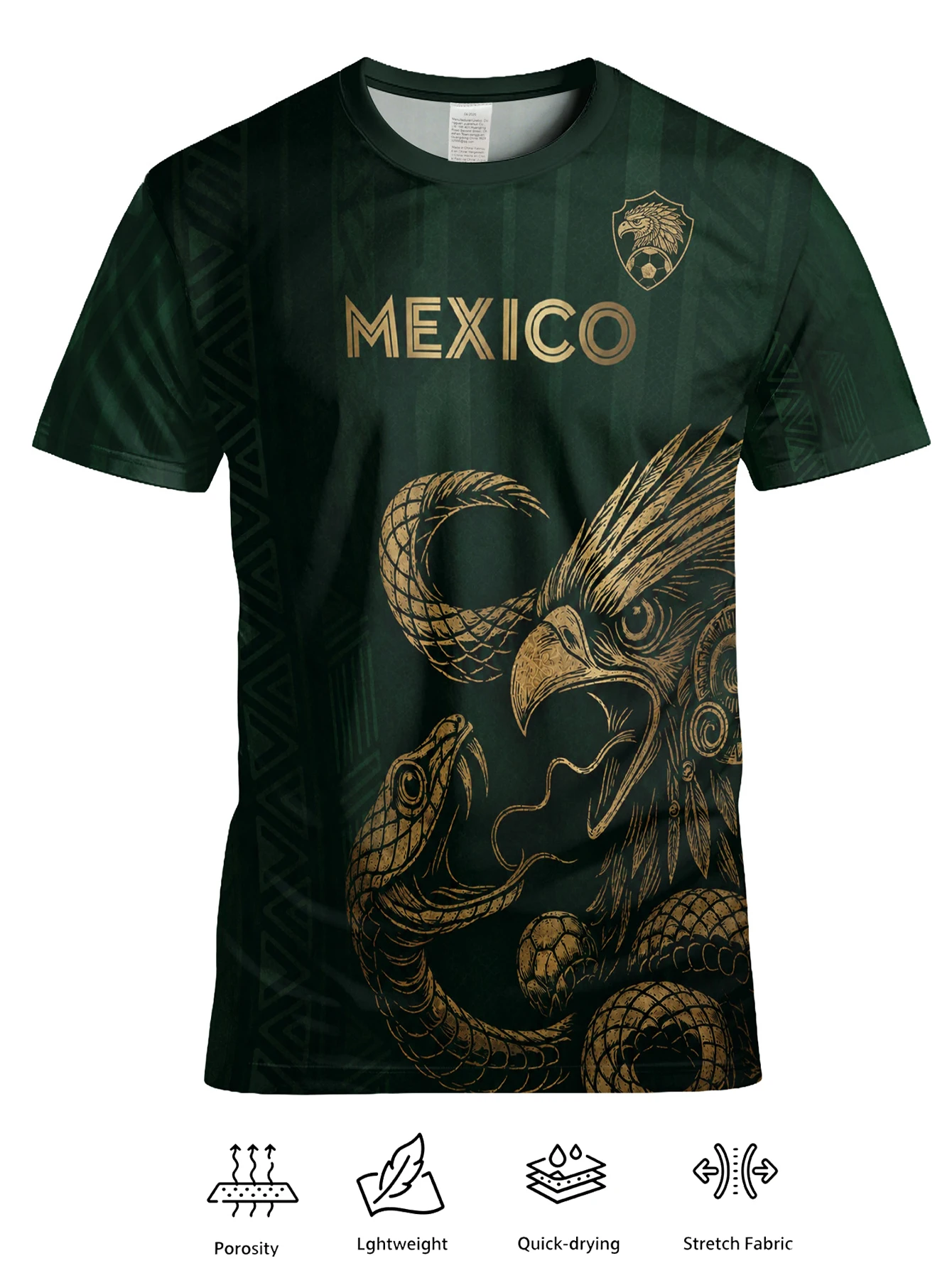Mexico Soccer Jersey Men, Breathable Football Shirt Short Sleeve Mexican National Team Style Fan Jersey
