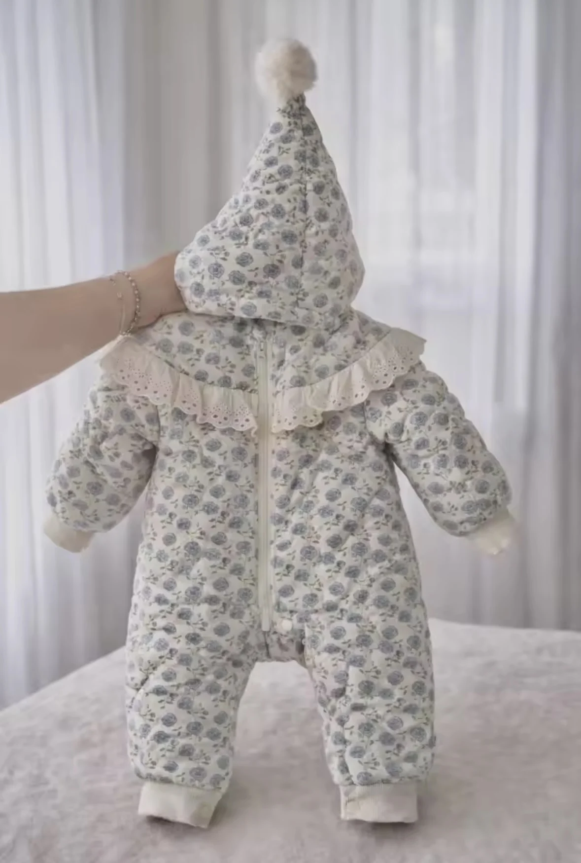 Winter Hot Baby Long Sleeve Hooded Romper Plus Velvet Thick Infant Girl Cotton Padded Jacket Toddler Fleece Warm Jumpsuit