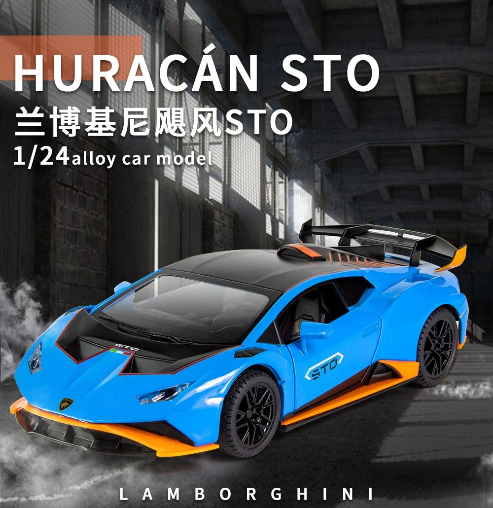 

1:24 Lamborghinis Huracan STO модель спортивного автомобиля, литый под давлением звук, модель мини-автомобиля, игрушки с подъемным хвостом, детские подарки, модель автомобиля