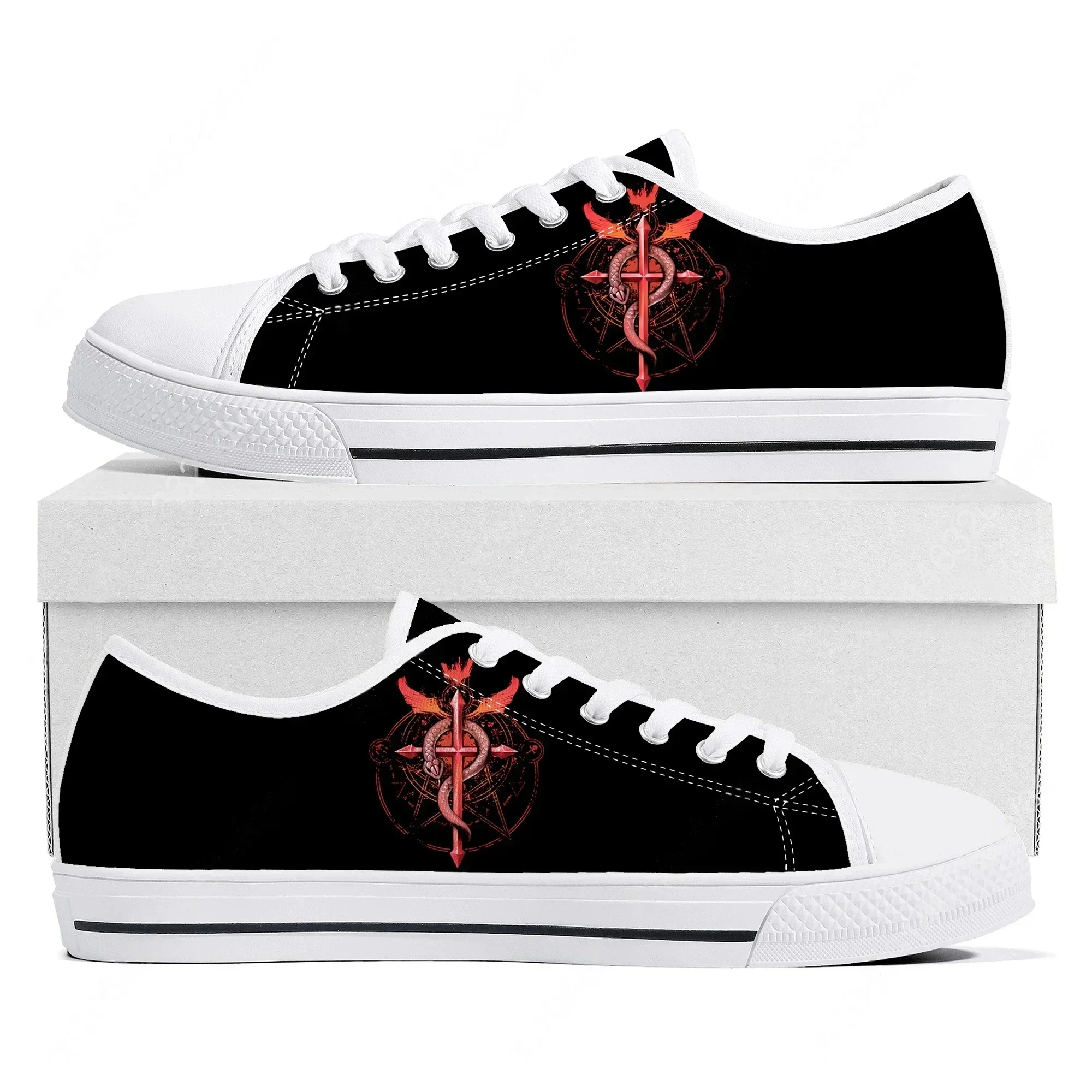 Comics Fullmetal Alchemis Low Top Sneakers High Quality Mens Womens Canvas Sneaker Couple Shoes Custom Casual Shoe