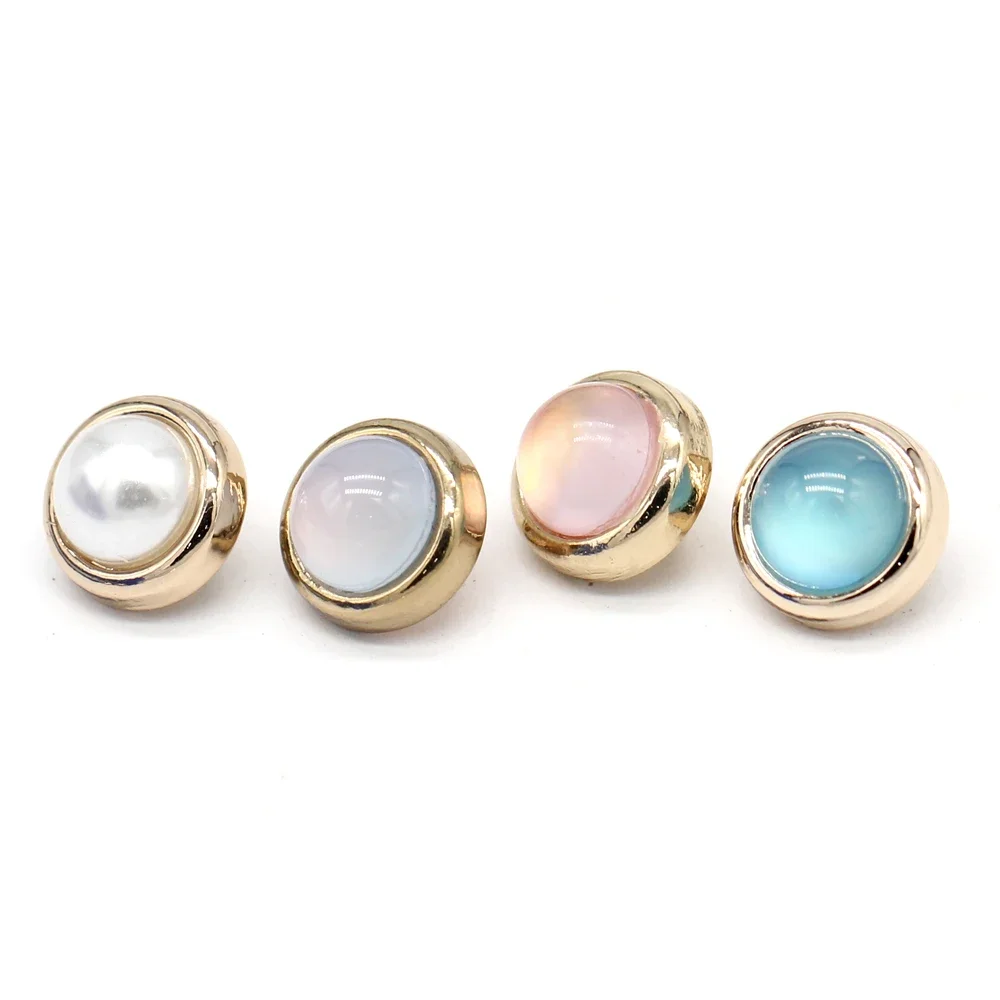 HENGC 11mm Small Round Colorful Gold Metal Buttons For Clothing Cute Shirt Blouse Dress Handmade Decorations Sewing Accessories