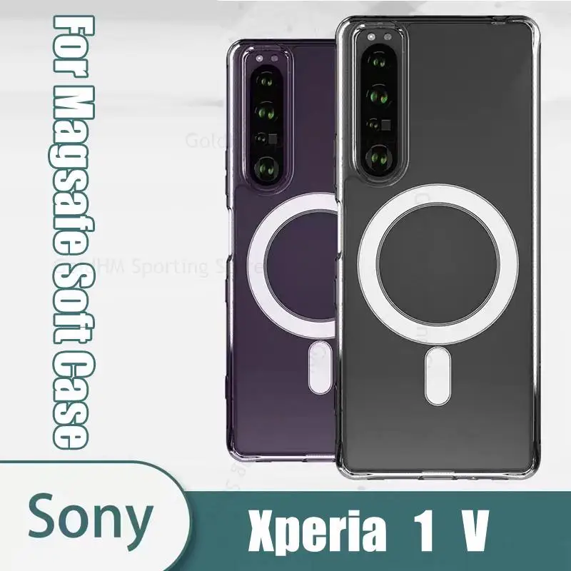 

Чехол для Sony Xperia 1 10 В для Magsafe, магнитный прозрачный чехол для Xperia 1 5 IV 1 III 1 II, беспроводное зарядное устройство Magsafing Cover