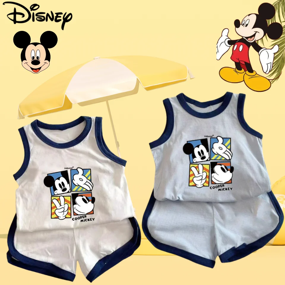 

Disney series Mickey children's summer new cute creative cartoon pattern simple fashion loose comfortable tank top shorts set