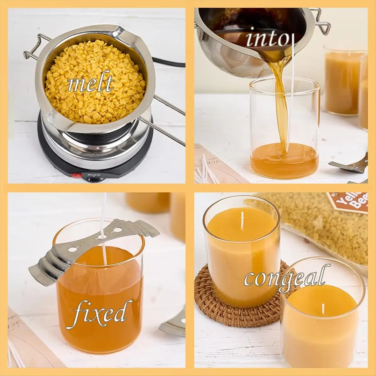 A95G 1LB Beeswax DIY Handmade Candle Making Supplies Wax Raw Material Odorless Particles BeesWax White