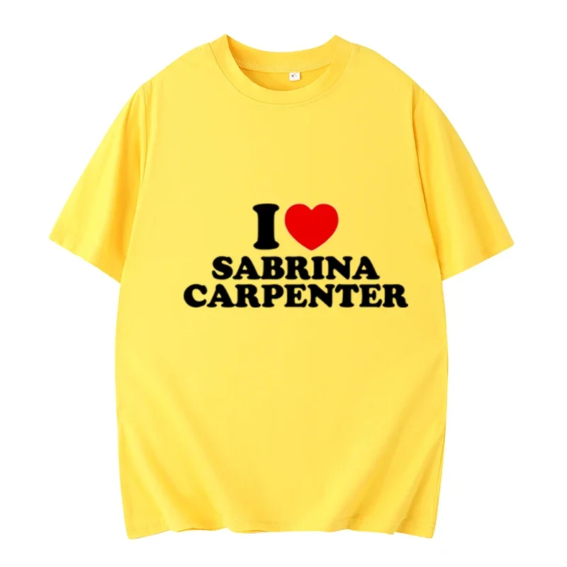 I Love Sabrina Carpenter Short Sleeve Cute Heart Print Y2k Women's T-shirt Tops Punk Streetwear Suitable For Spring And Summer