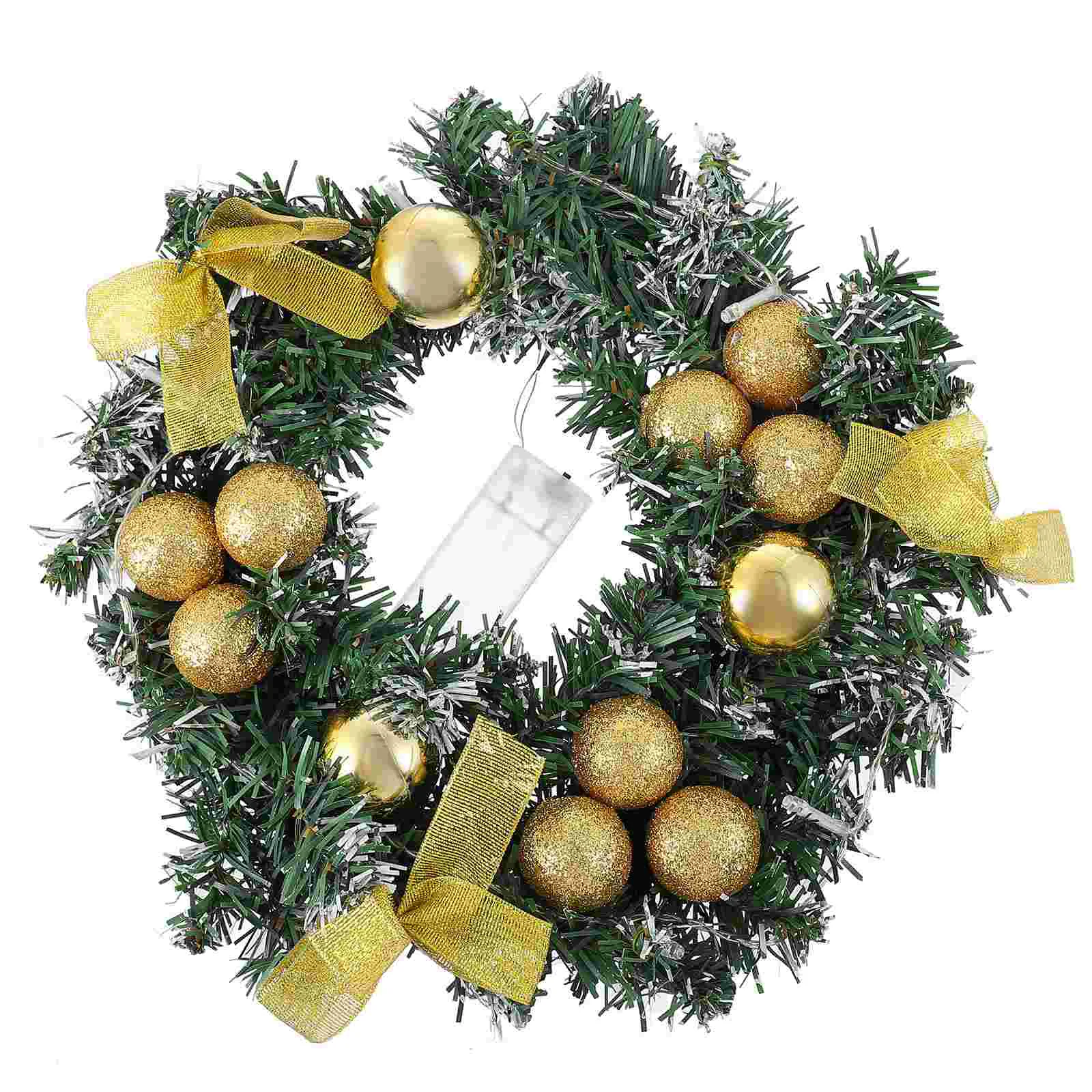 

Wreath Christmas Decoration with Light Ornament Decorative Garland Lamp Accessories Pvc Xmas Door Hanging