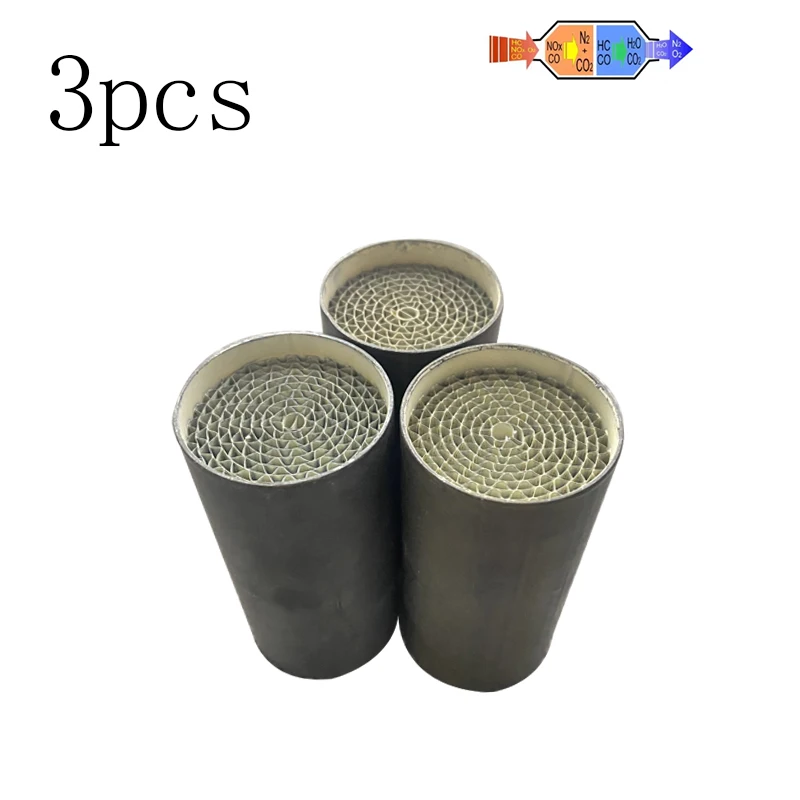 3pcs Euro 5 Standard Motorcycle Catalyst 35*70mm Metal Core Honeycomb Universal Effective Emission Control Catalytic Converter