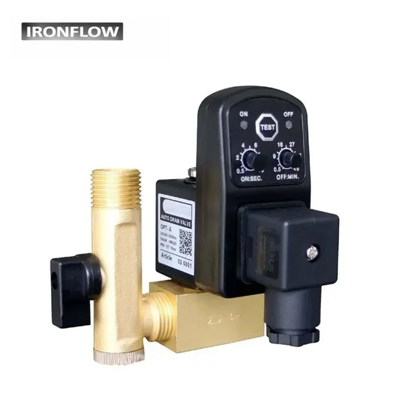 1/2" DN15 Automatic Electronic Drainer 24V 110V 220V 380V Split Type Electronic Timed Air Compressed Gas Tank Drain Valve OPT-A