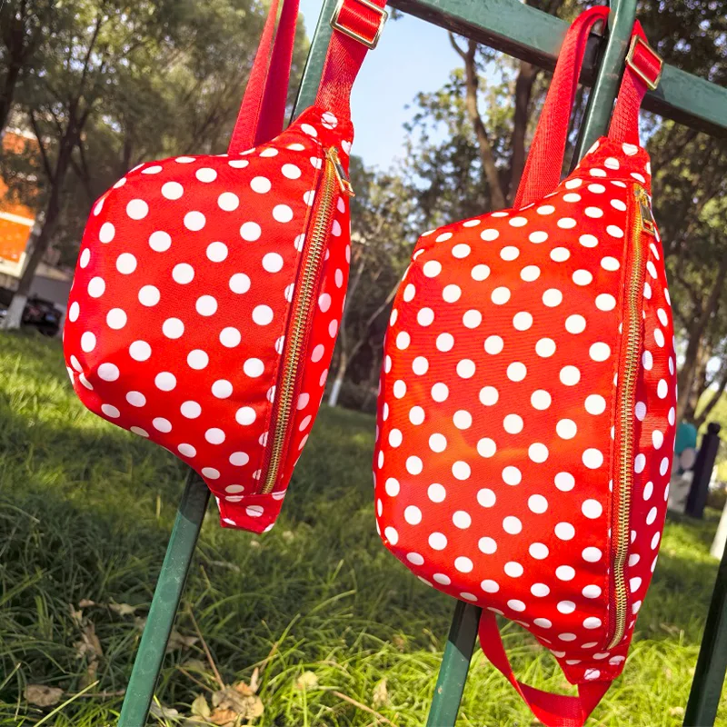 Marsupio rosso a pois per ragazza marsupio da donna marsupio a tracolla impermeabile ovunque borsa da viaggio moda marsupio