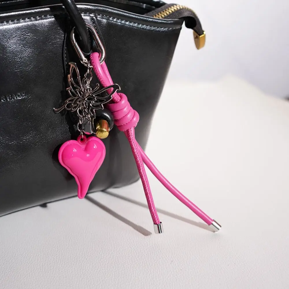 

Butterfly Cartoon Girl Heart Keychain Hand-Woven Bag Decoration Heart Shaped Bag Pendant Anti-Lost Multi-Functional