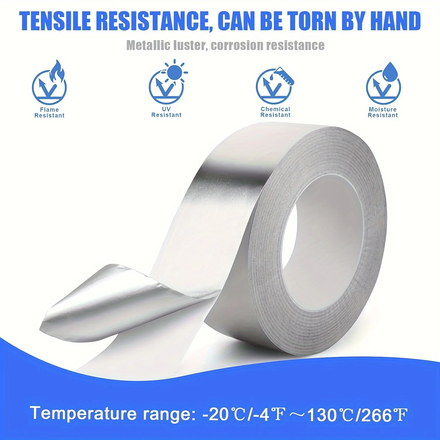 Thickened High Temperature Resistance Aluminum Foil Tape Smoke Exhaust Pipe Sealing Kitchen Heat Insulation Aluminum Foil Tape