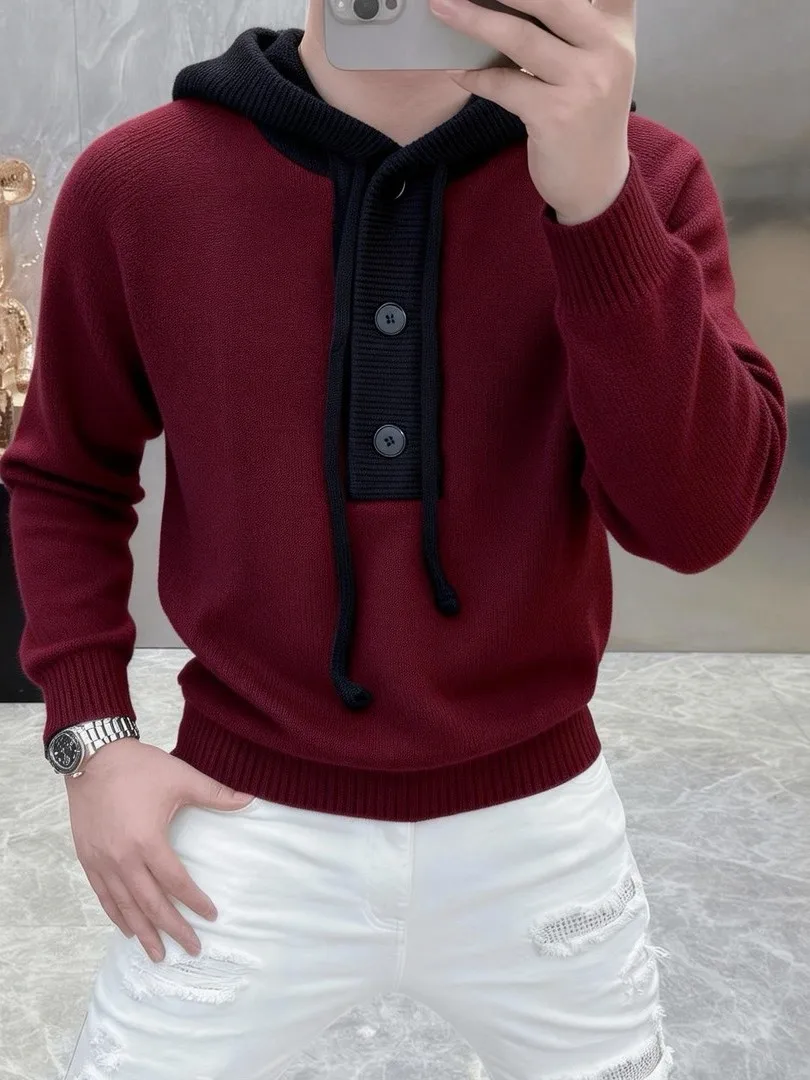 

Мужская толстовка свободного кроя с модным дизайном в стиле пэчворк, осенне-зимняя, повседневная, удобная, дышащая, легкая и воздушная.