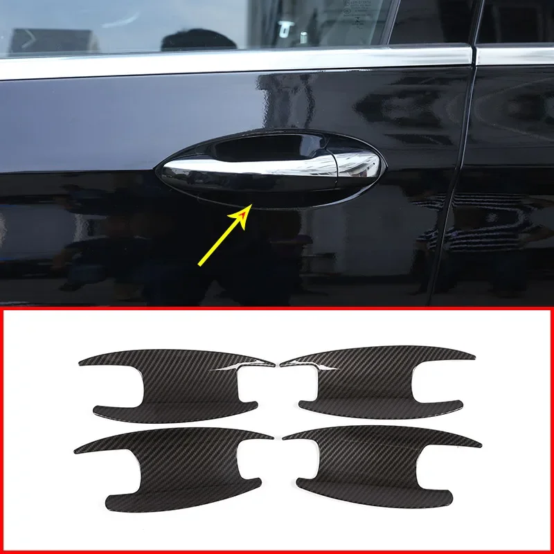 4pcs Carbon Fiber Style For Mercedes Benz W213 E Class 16-19 W205 C-class GLC X253 ABS Door Bowl Cover Trim Car Accessories