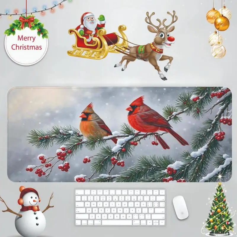 VIKAMA Christmas Snow Cabin Sunset Desk Mat Mouse Pad Absorbent Machine Washable Study Instrument Station Mat Home Decor