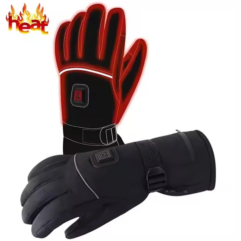 ถุงมือสโนว์บอร์ดแบบสัมผัสหน้าจอ ถุงมืออุ่นสำหรับฤดูหนาว ถุงมือสกีแบบให้ความร้อน ถุงมือมอเตอร์ไซค์แบบให้ความร้อนด้วยไฟฟ้า ถุงมือแบบชาร์จไฟได้สำหรับเล่นกีฬา