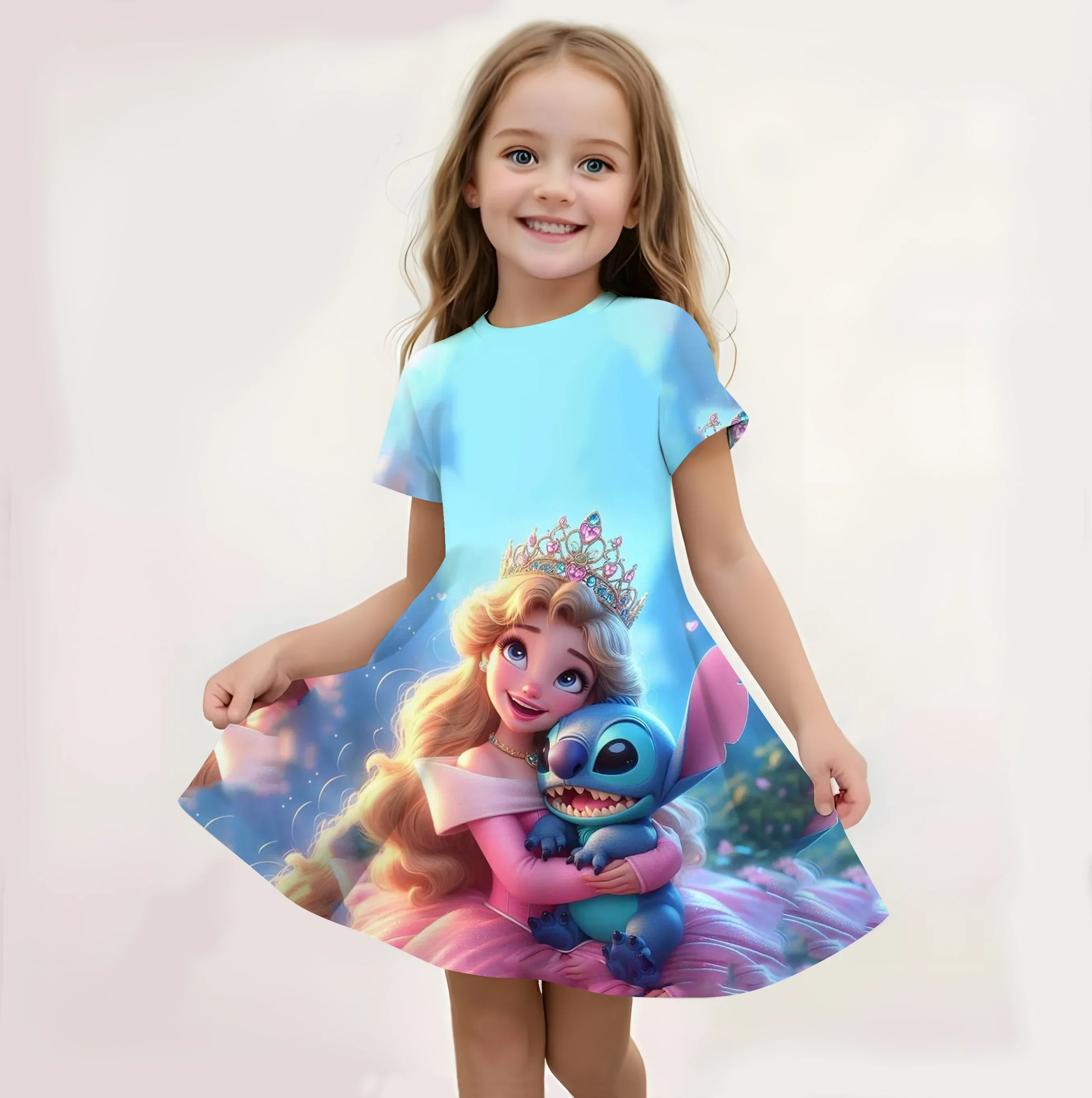 Potdemiel, vestido de princesa de punto de verano para niña, disfraz de manga corta, vestidos de fiesta, ropa para niños, falda, vestido de sirena Anna Elsa