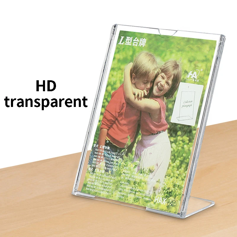 A4 Acrylic Display Rack L-Shaped Table Card Menu Price List Table Desktop Advertising Sand A5 Table Card Water Card Transparent