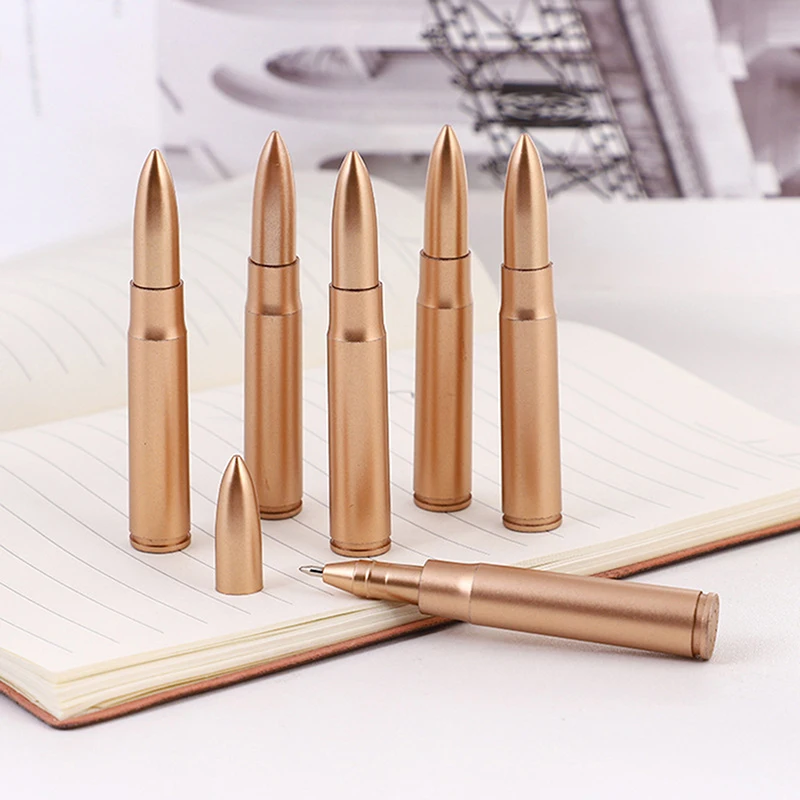 

5pcs Creative Bullet-shaped Ballpoint Pen Blue Novelty Imitation Arms Bullet-like Ball Pen Student Writing Study Stationery Gift