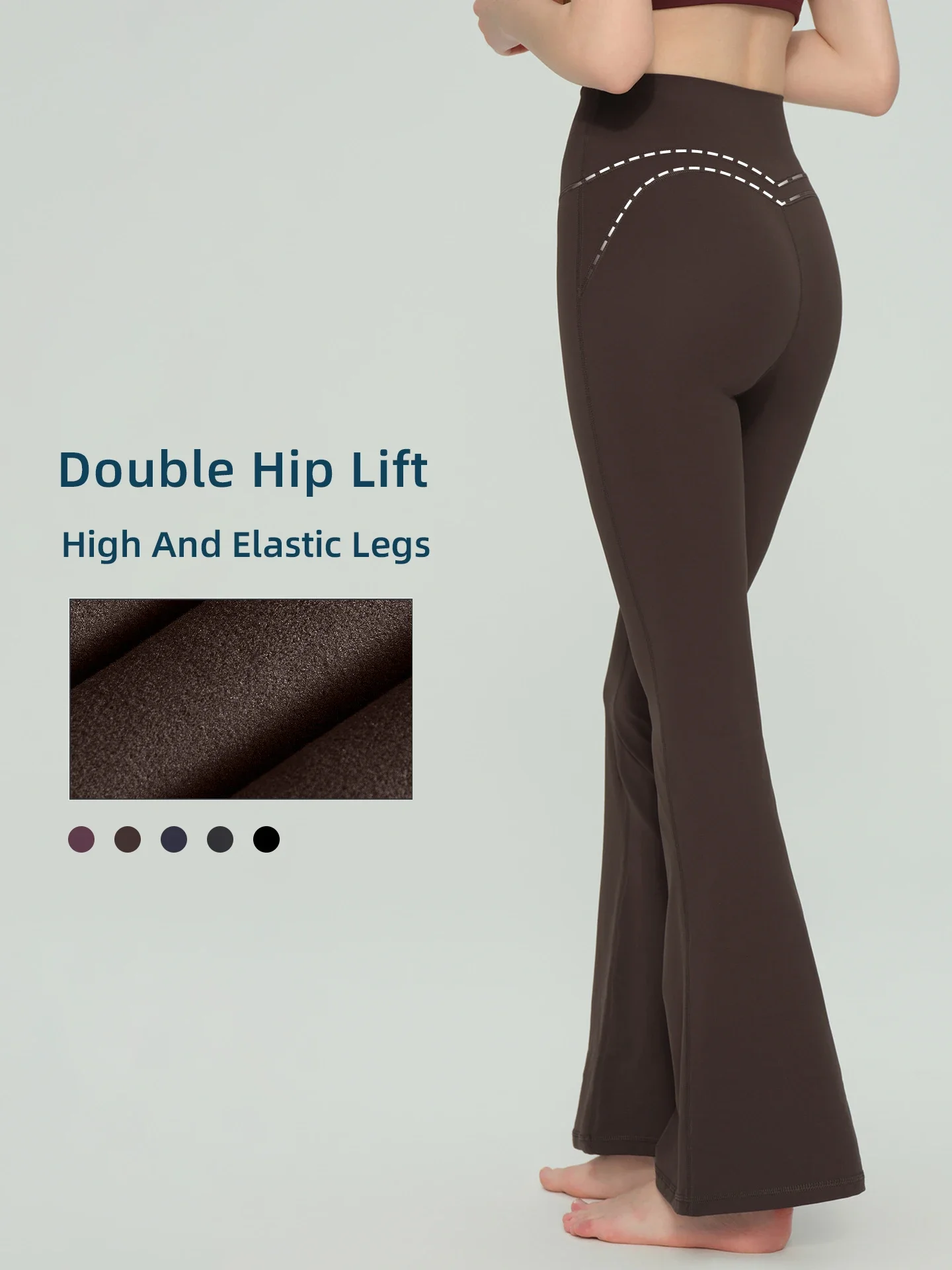 Naked Feeling Women High Waist Flared Yoga Pants High Elastic Self-Cultivation Breathable Cycling Running Leisure Pilates Pants
